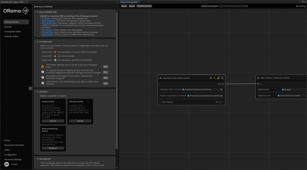 MAGES SDK Setup view inside Unity